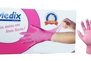LUVA PROCED. PEQUENA NITRILICA S/TALCO ROSA C/1