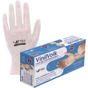 LUVA PROCED. MEDIA VINIL S/ TALCO TRANSP C/1 C/10